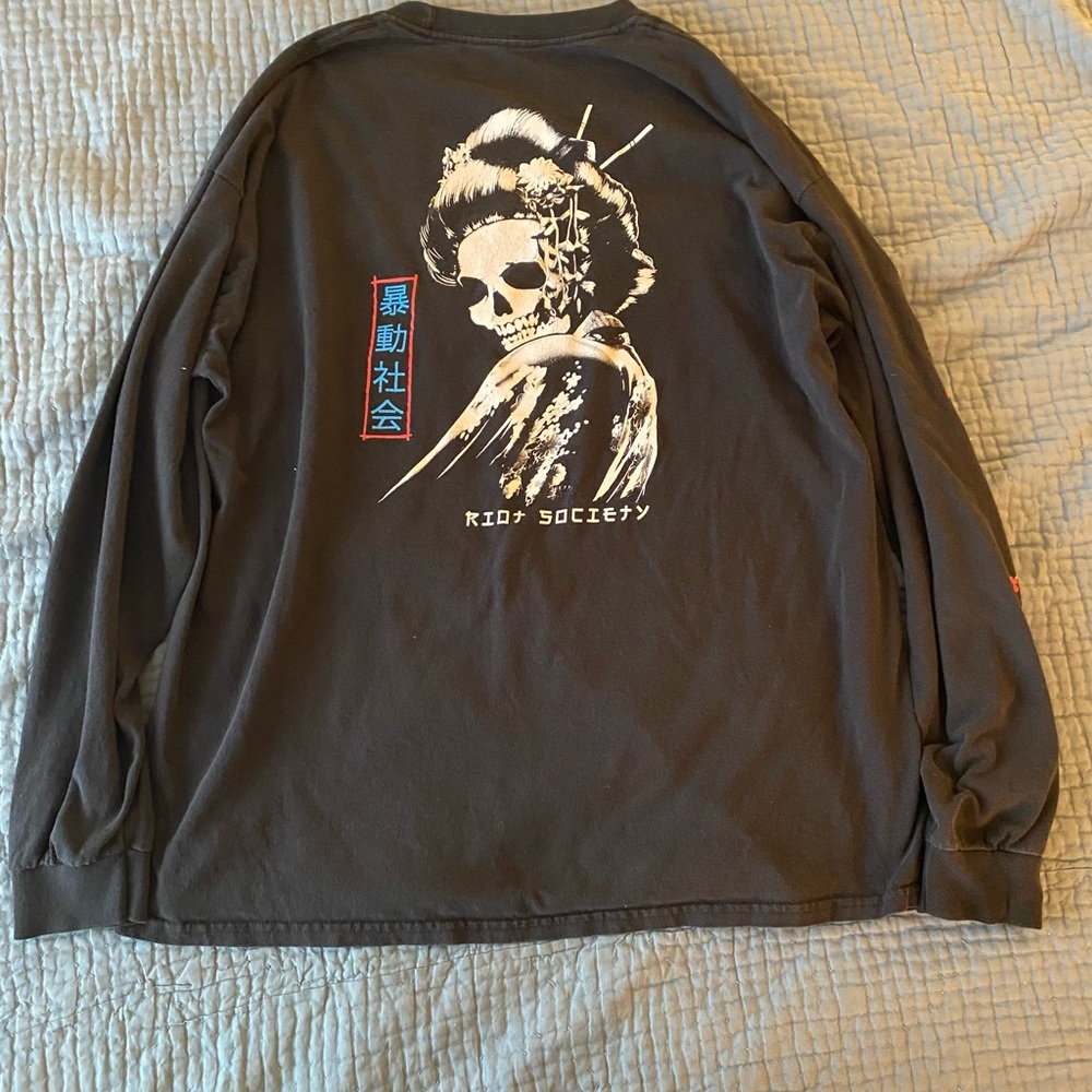 Riot Society Long Sleeve T-Shirt Geisha Graphic Design XL